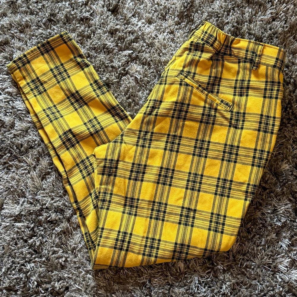 Hot Topic Yellow and Black Plaid Trousers